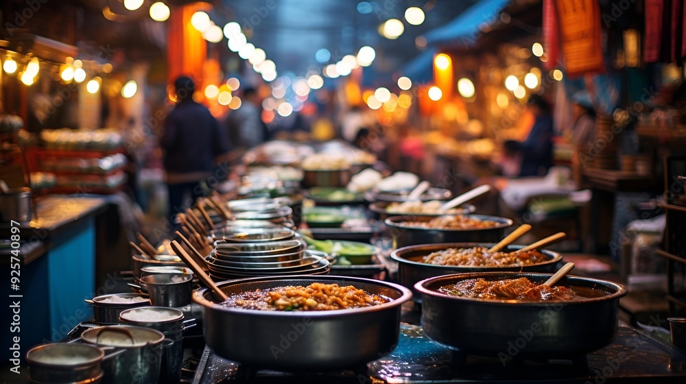a row of bowls of food. a row of bowls of food.