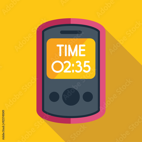 Modern mobile phone is displaying the time on its screen