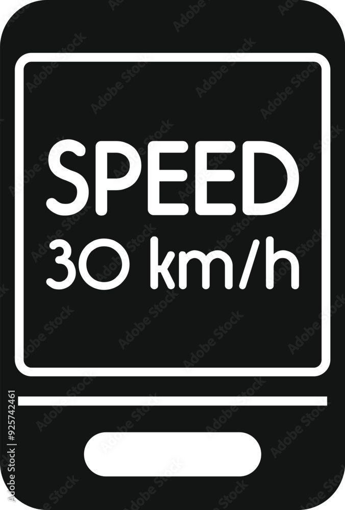 Fototapeta premium Simple vector icon of a smartphone showing the speed limit