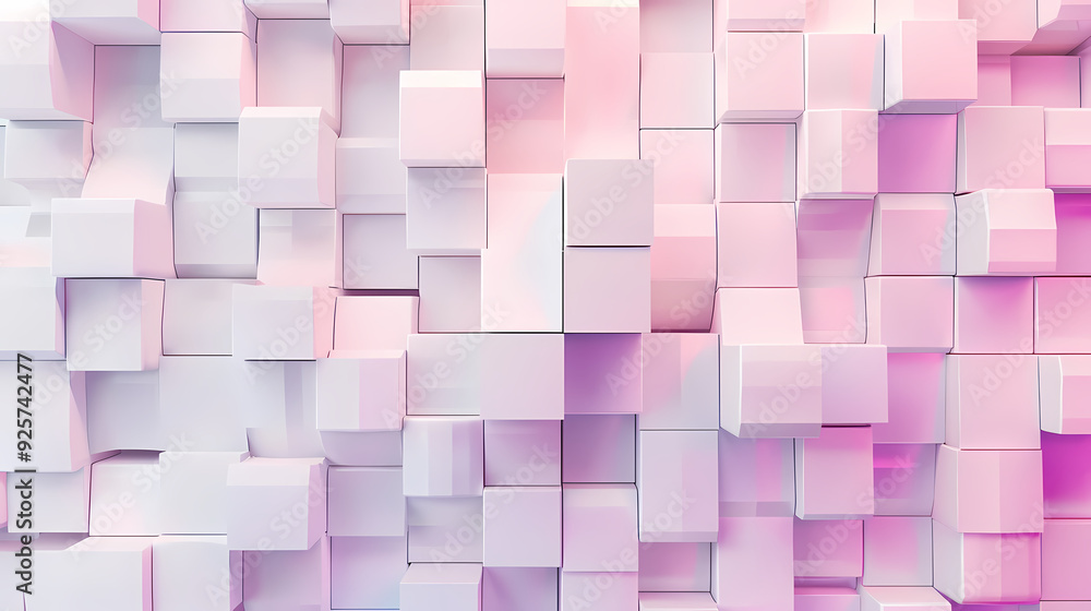 Pink cubes, modern design of geometric shapes Pink cubes, modern design of geometric shapes