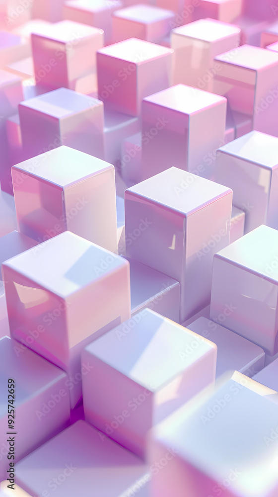 Fototapeta premium Pink cubes, modern design of geometric shapes