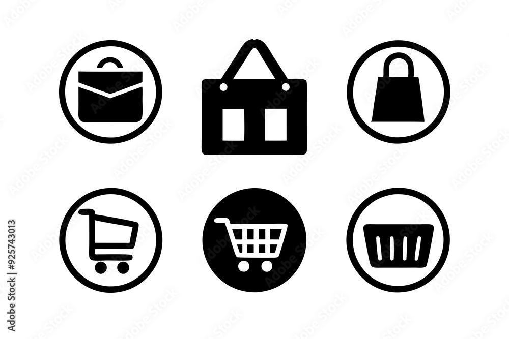 E-commerce icons vector. Set of shopping icon silhouette vector illustrations.
E-commerce icons vector. Set of shopping icon silhouette vector illustrations.
