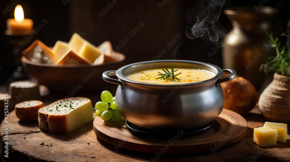 Delicious Cheese Hot Foundue Melting Delicious Cheese Hot Foundue Melting