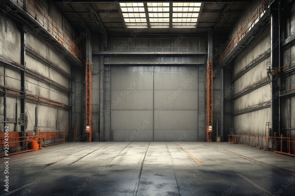 Industrial Warehouse Interior with Large Door Industrial Warehouse Interior with Large Door