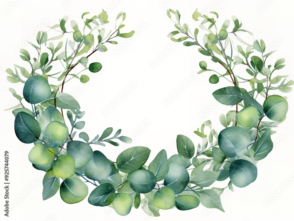 Obraz premium Atrractive Floral frame with lovely watercolor leaves
