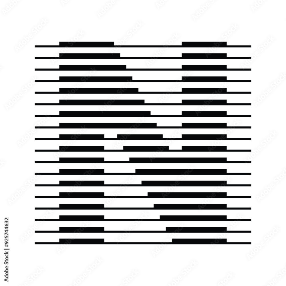 Fototapeta premium Letter N logo with abstract geometric horizontal parallel lines