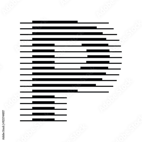 Letter P Logo with Horizontal Halftone Line Pattern