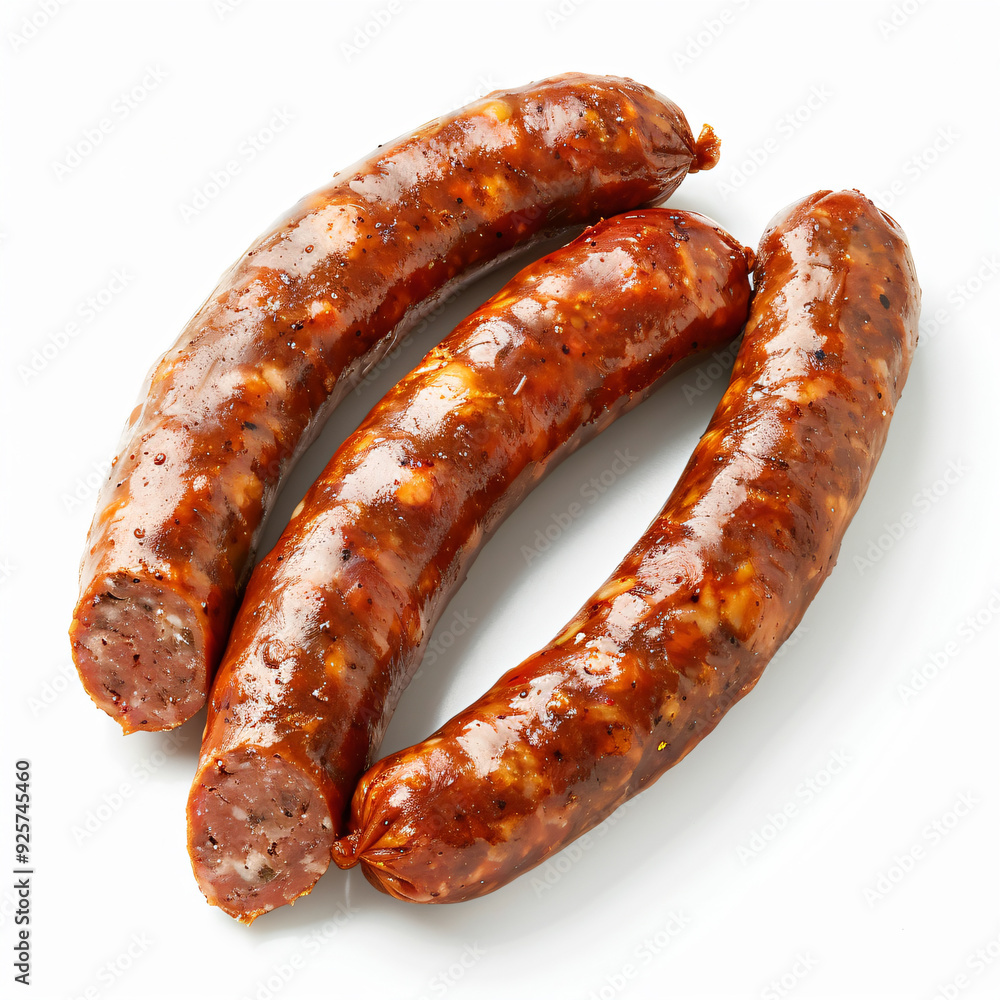three sausages are sitting on a white surface three sausages are sitting on a white surface