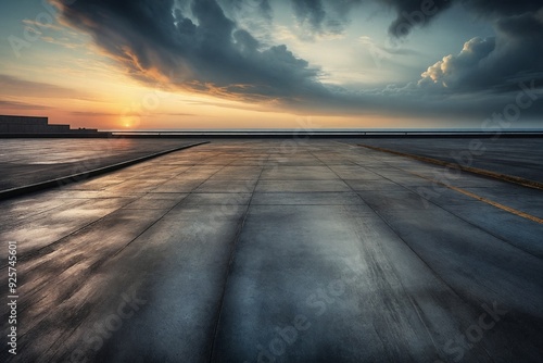 Sunrise Over Water with Reflective Pavement