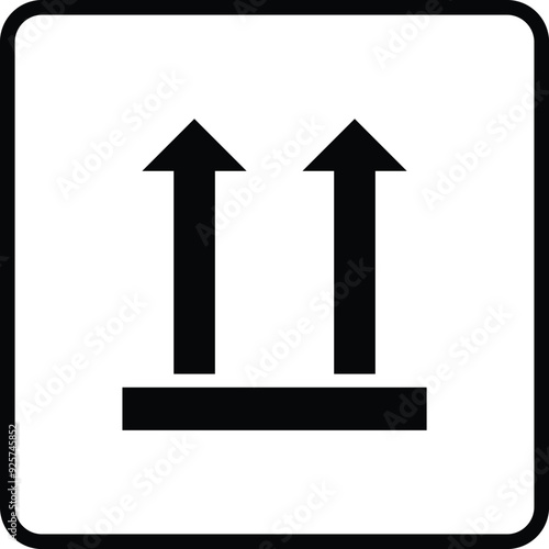 Up side Symbol, This side up Black, Package symbol, up side arrow