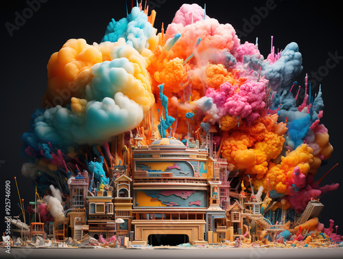 Atrractive zero gravity smoke experiment with various colors