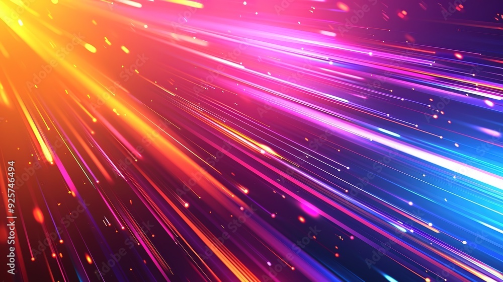 Fototapeta premium Abstract background with colorful light streaks and bokeh.