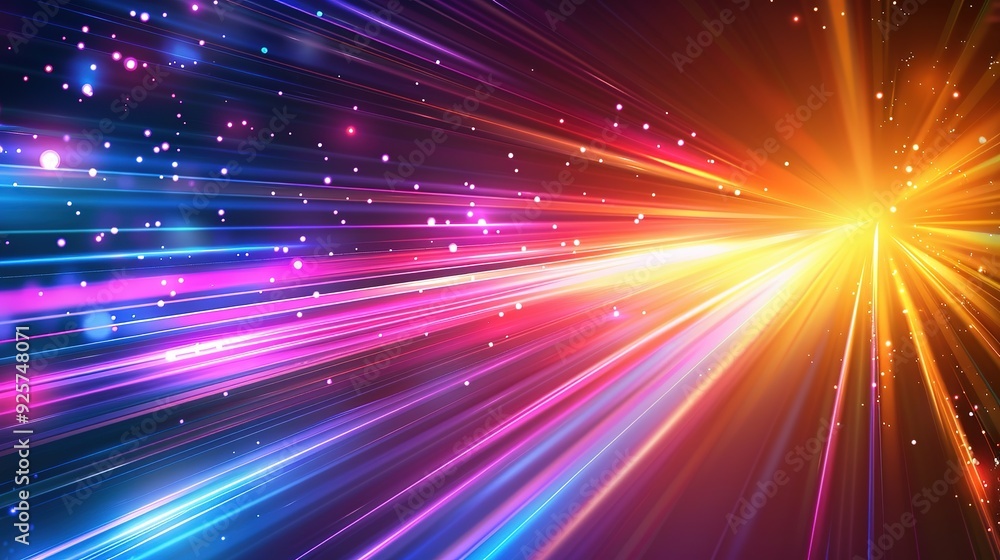 Fototapeta premium Abstract background with colorful lines and glowing light.