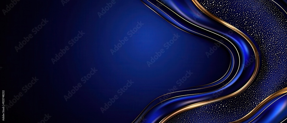 Abstract blue wave design with golden accents on a textured background, perfect for modern art and elegant presentations. Abstract blue wave design with golden accents on a textured background, perfect for modern art and elegant presentations.