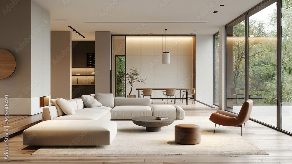 Minimal Modern Home with Living Room and Dining Room Minimal Modern Home with Living Room and Dining Room