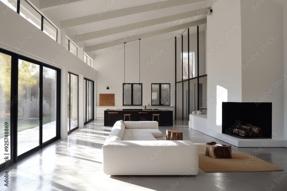 Architecture - A minimalist interior with large open spaces Architecture - A minimalist interior with large open spaces