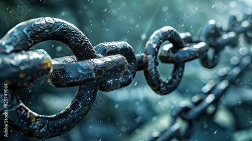 blockchain security chain with encoded links photo