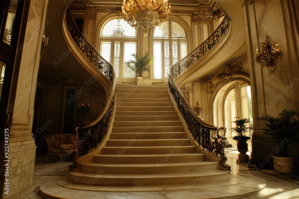 Obraz premium A grand, sweeping staircase