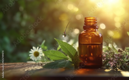 Wallpaper Mural Essential Oil Bottle with Dropper in Natural Setting Torontodigital.ca