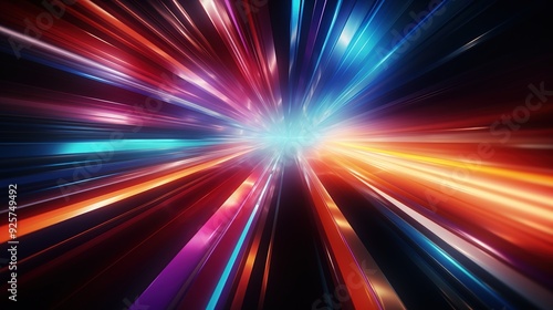 Abstract background with colorful lines radiating outwards.