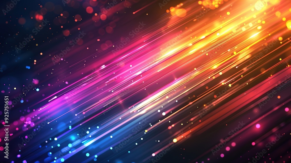 Fototapeta premium Abstract background with colorful streaks of light and bokeh.