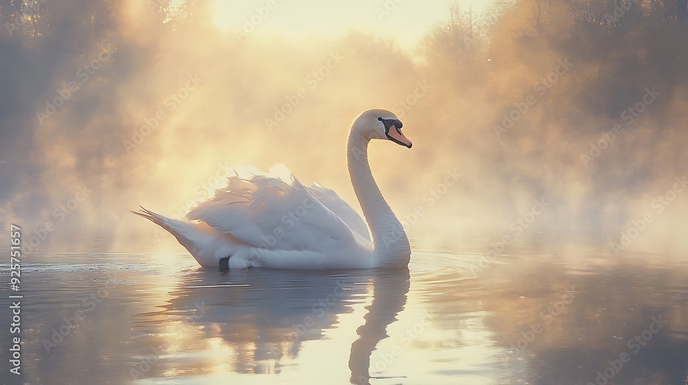 Solitary Swan in Morning Mist Solitary Swan in Morning Mist