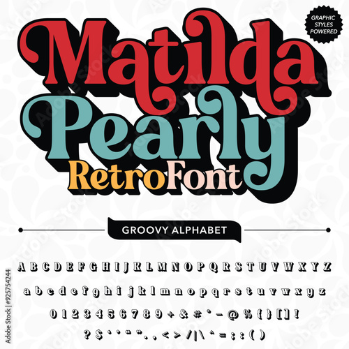 Black and WEhite Matilda Pearly Retro Vintage Display bold Font alphabet.eps