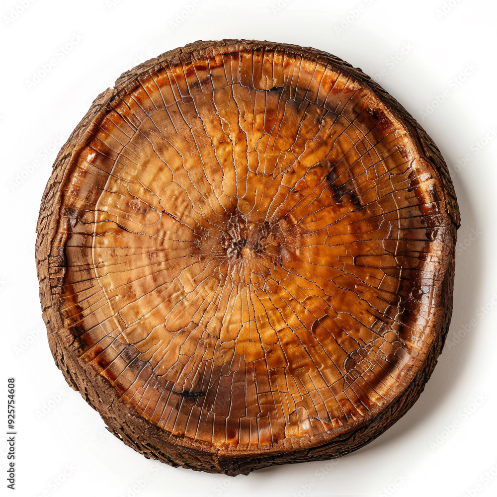 Fototapeta premium a piece of wood with a tree trunk cut in half