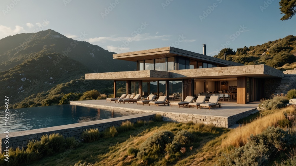 contemporary mountain villa with a flat roof contemporary mountain villa with a flat roof