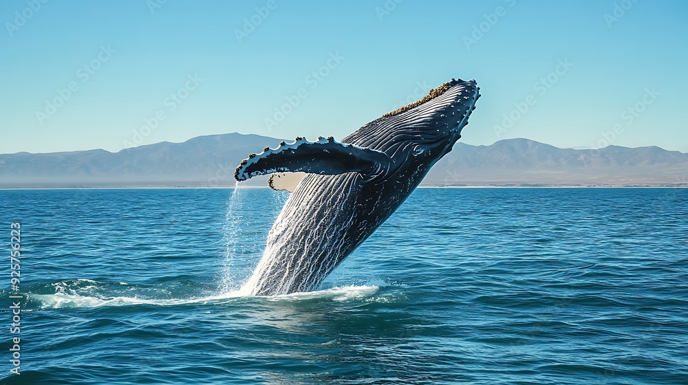 Fototapeta premium Humpback Whale Breaching in the Ocean