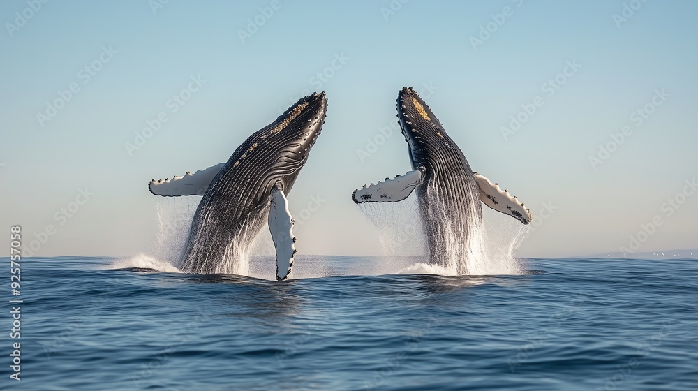 Fototapeta premium Humpback Whales Breaching During Migration