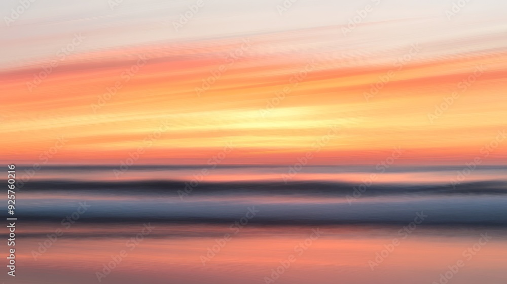 Serene Coastal Sunset - Abstract Digital Artwork of Blurred Sky and Motion Waves in Warm Orange and Pink Hues Serene Coastal Sunset - Abstract Digital Artwork of Blurred Sky and Motion Waves in Warm Orange and Pink Hues