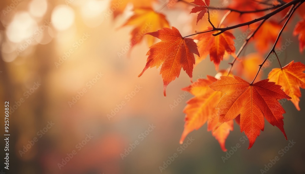 Autumn Web Banner Featuring Maple Leaves and Gentle Bokeh Lighting Autumn Web Banner Featuring Maple Leaves and Gentle Bokeh Lighting