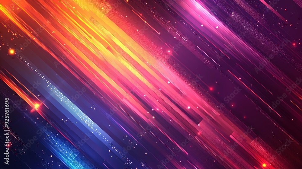 Fototapeta premium Abstract background with diagonal lines and glowing lights.