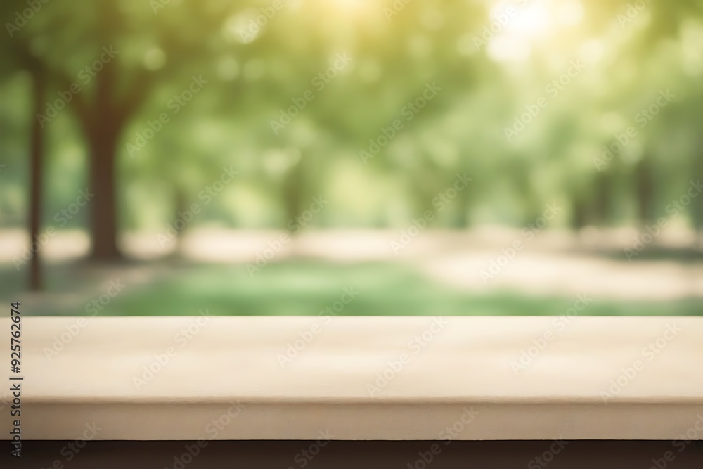 Empty marble,stone tabletop or counter with display product. Blur image of outdoor background. Empty marble,stone tabletop or counter with display product. Blur image of outdoor background.