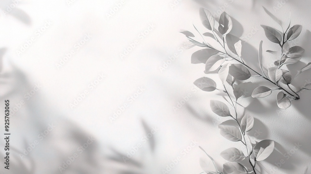 Sunlit Leaves: A delicate arrangement of leaves casts a soft, dappled pattern of light and shadow on a clean, white background. Sunlit Leaves: A delicate arrangement of leaves casts a soft, dappled pattern of light and shadow on a clean, white background.