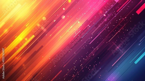 Abstract background with diagonal lines and glowing particles.
