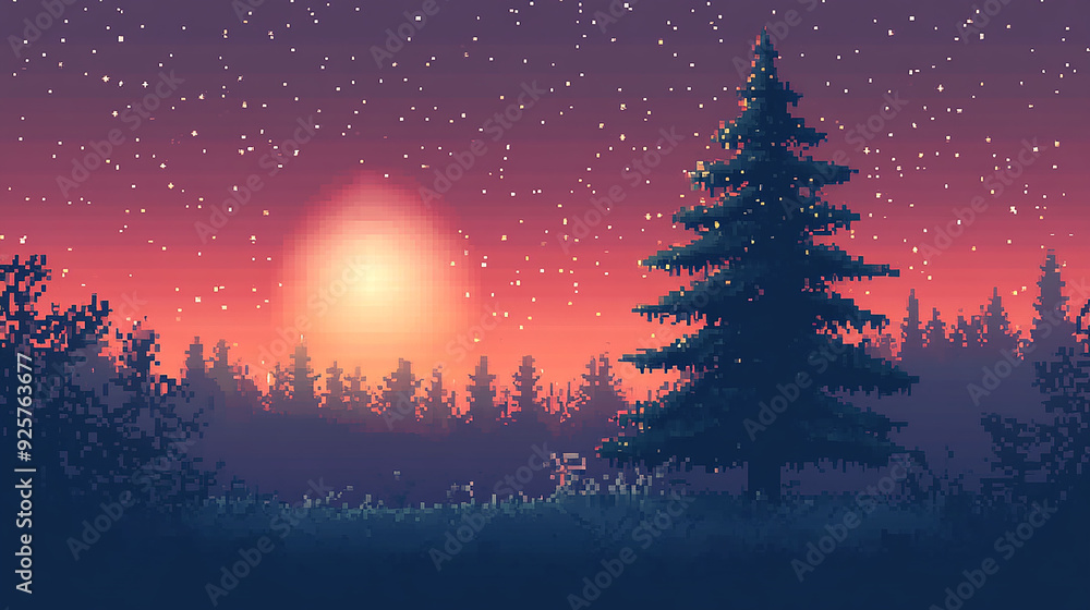 Naklejka premium Retro pixel gradient Christmas background