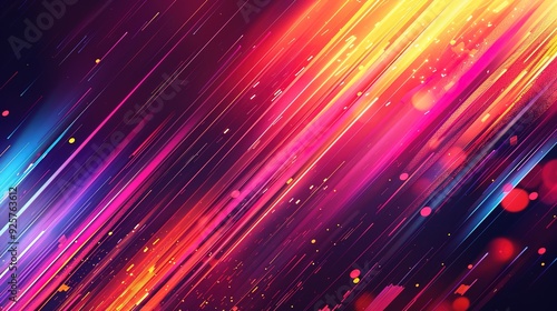 Abstract background with diagonal lines and glowing particles.