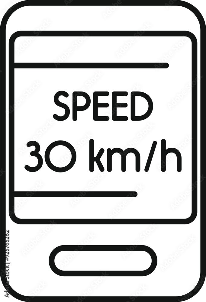 Simple vector icon of a smartphone showing a speed limit of 30 kilometers per hour Simple vector icon of a smartphone showing a speed limit of 30 kilometers per hour