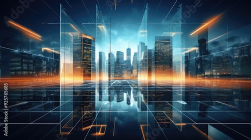 abstract city skyline from building