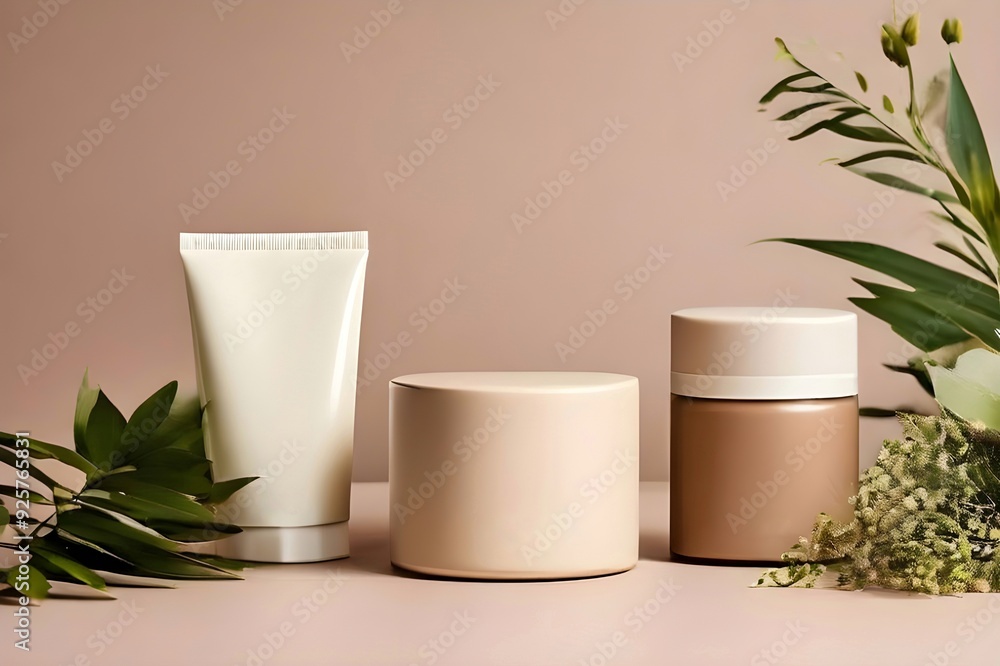 white cosmetic container in light background white cosmetic container in light background