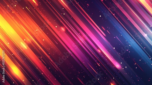 Abstract background with diagonal lines in vibrant colors and glowing lights.