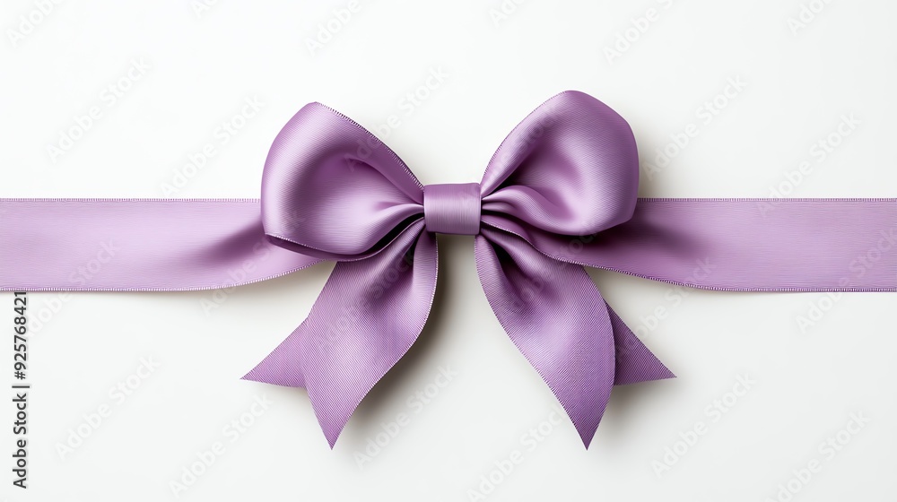 A realistic satin ribbon, elegant bow, 3D render, soft lavender, isolated on white background A realistic satin ribbon, elegant bow, 3D render, soft lavender, isolated on white background