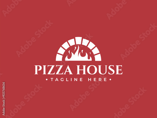 pizza logo vector illustration. pizza oven logo template