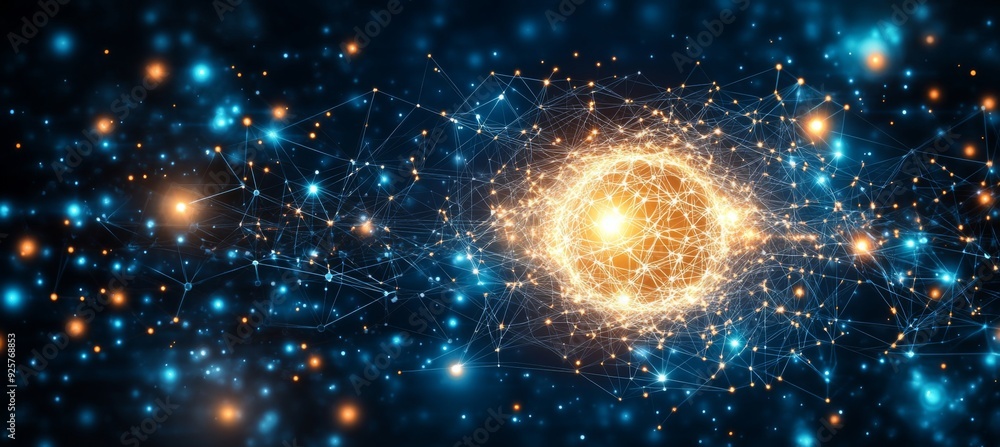 Abstract digital background with glowing network connections and a global map, symbolizing technology, connectivity, data transfer, and cyber security in a futuristic style Abstract digital background with glowing network connections and a global map, symbolizing technology, connectivity, data transfer, and cyber security in a futuristic style
