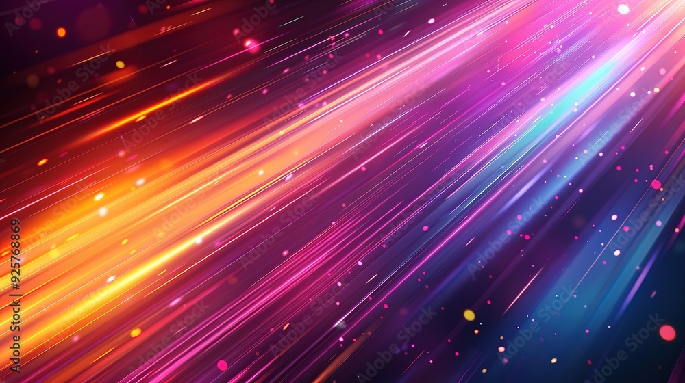 Obraz premium Abstract background with diagonal lines of light in pink, blue, and orange.