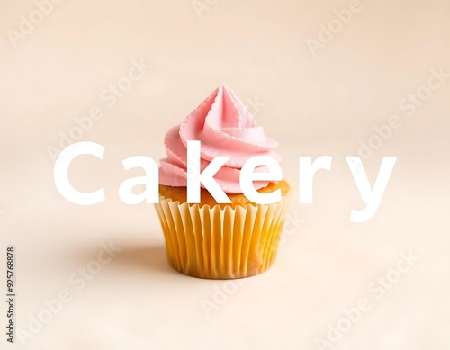 A decorated cupcake with frosting, sprinkles, and a ribbon, ideal for birthday celebrati photo