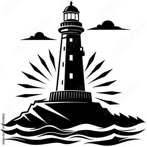 lighthouse silhouette vector illustration