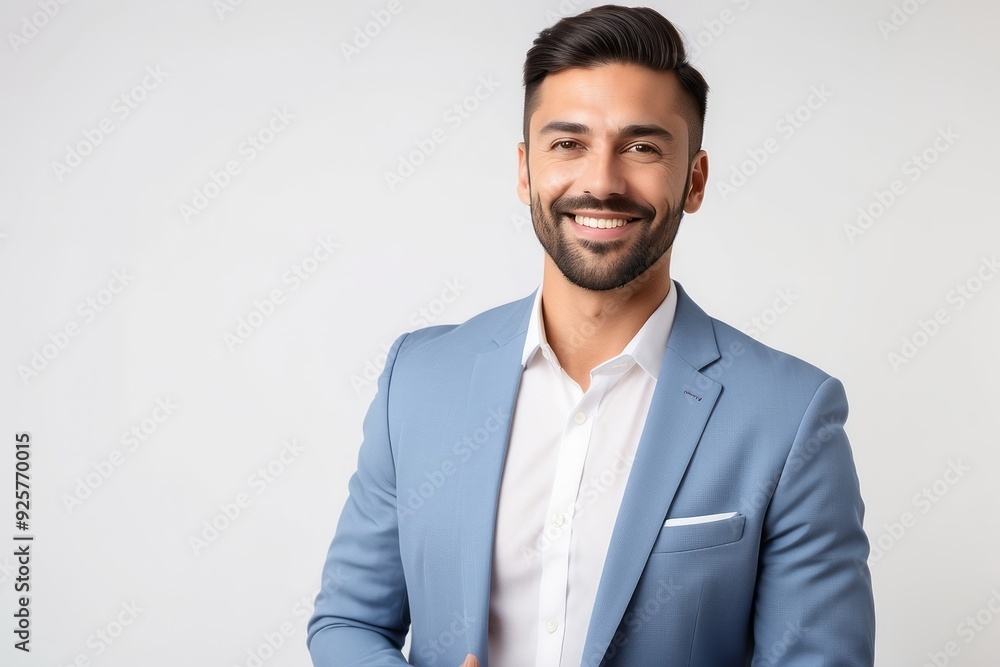 Portrait of a Smiling Man in a Blue Suit and White Shirt Portrait of a Smiling Man in a Blue Suit and White Shirt